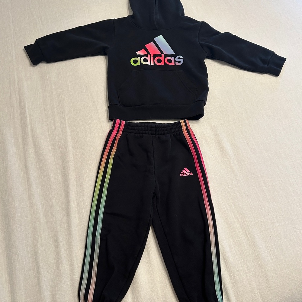 Adidas Black and Pink sweatsuit set